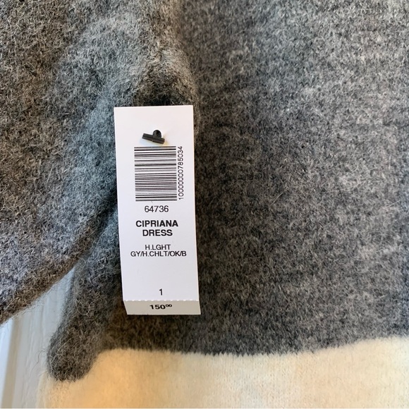 BNWT Aritzia Wilfred Cream Grey Black Cipriana Alpaca Wool Blend Sweater Dress - Picture 5 of 14